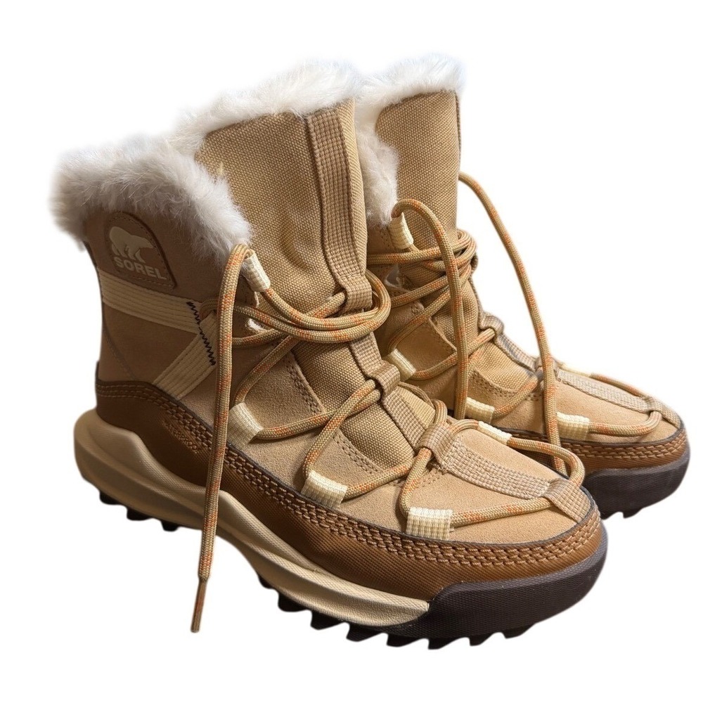 Sorel Kinetic Impact NXT Waterproof Winter Boots Tan Faux Fur Womens 6.5